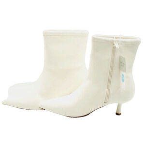 A New Day Womens Lonnie Kitten Heel Stretch Ankle Boots 90511444 White 7.5M